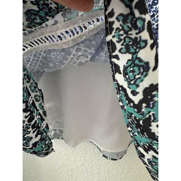 Lovers + Friends Gracie split sleeve shift dress blue/green/white paisley Size M - Picture 6 of 8